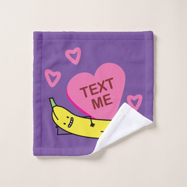 Banana Text Me Valentine smiling laying down Wash Cloth (Wash Cloth)