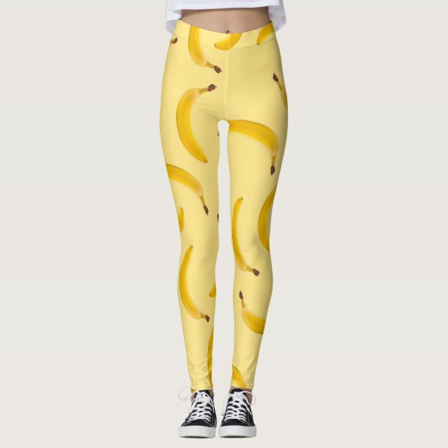 Banana Texture light yellow leggings (Front)