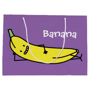Banana that's smiling, laying down and relaxing large gift bag