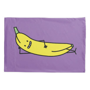 Banana that's smiling, laying down and relaxing pillowcase