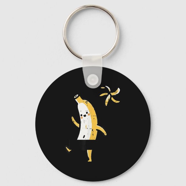 Banana Throwing Away Peel Funny Fruit Meme Men Wom Key Ring (Front)