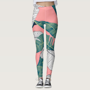 Banana Tree Botanical: Bright Red Seamless Leggings