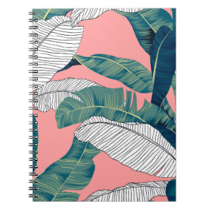 Banana Tree Botanical: Bright Red Seamless Notebook