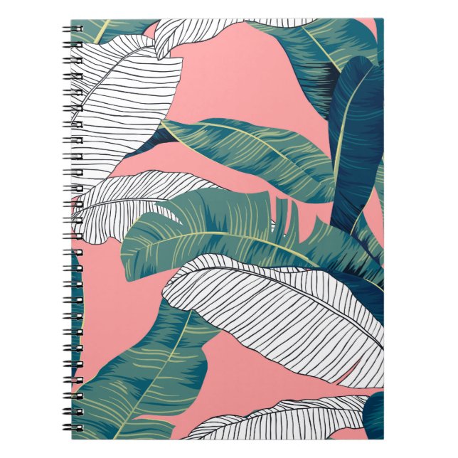 Banana Tree Botanical: Bright Red Seamless Notebook (Front)