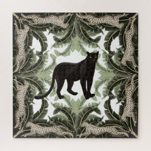 Banana Tree Cheetah Tropical Pattern Jigsaw Puzzle