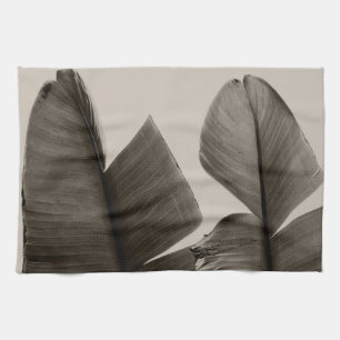 Banana Tree Leaves in Sepia  Tea Towel