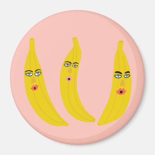 Banana Trio Whimsical Magnet (Front)