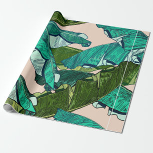 Banana tropical Leaves seamless Pattern Wrapping Paper