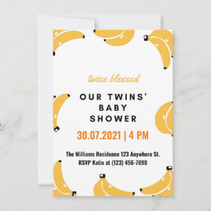 Banana twins baby shower invitation