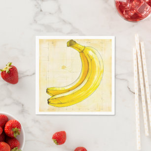 Banana Vintage Sketch Diagram Napkin