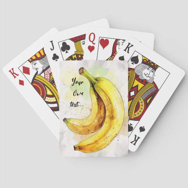 Banana watercolor bananas party playing cards (Back)