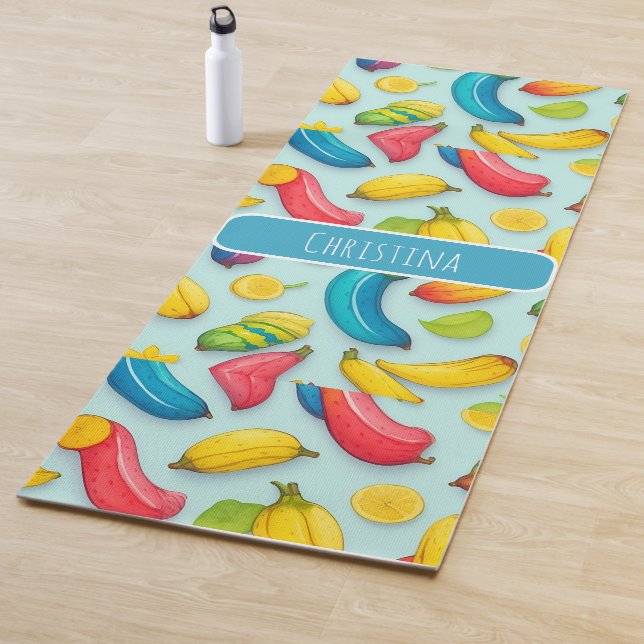 Banana Watercolor Colourful Personalised Pattern Yoga Mat (In Situ)