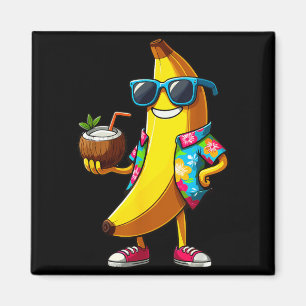 Banana Wearing Sunglasses Drinking Coconut Summer Magnet