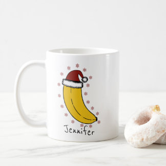 Banana with Christmas hat Personalised Name  Coffee Mug