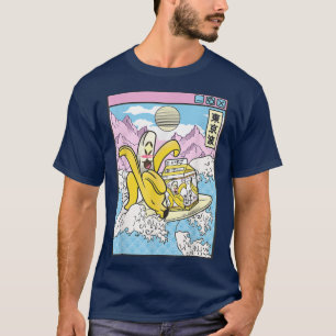 Banana With Milk Carton Surfing Japan Waves Kawaii T-Shirt