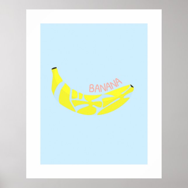 Banana Word in Japanese, Kanji, Hiragana Word Art Poster (Front)