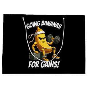 banana working out large gift bag