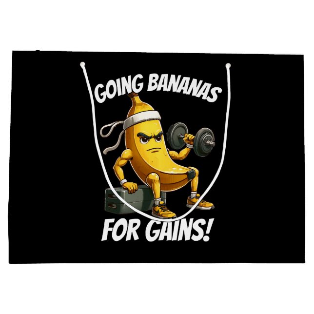 banana working out large gift bag (Back)