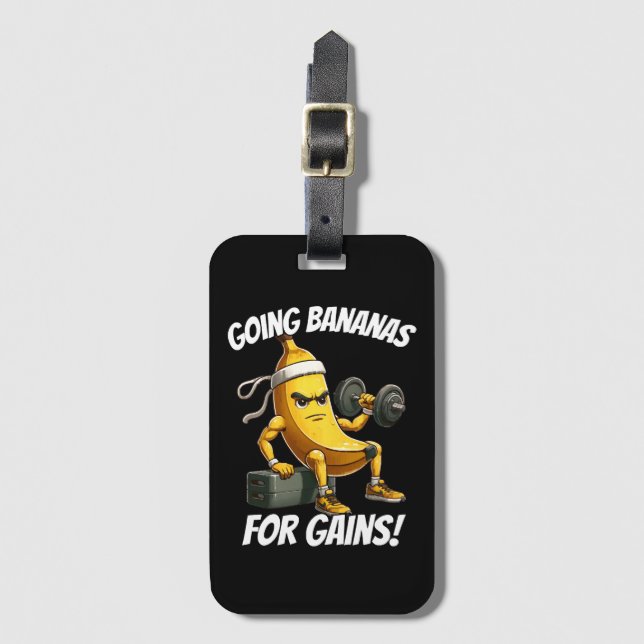banana working out luggage tag (Front Vertical)