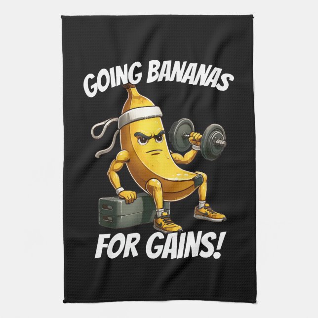 banana working out tea towel (Vertical)