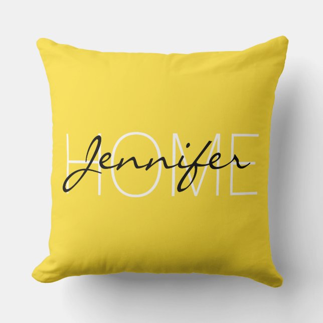 Banana yellow colour home monogram cushion (Front)