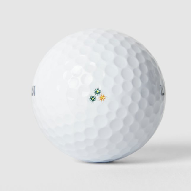 Banana Yellow, Dark Blue Green, decorative Golf Balls (Front)