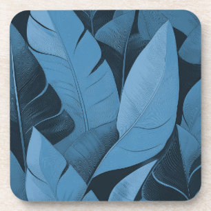 Bananarama Hawaiian Banana Leaves - Blue Coaster