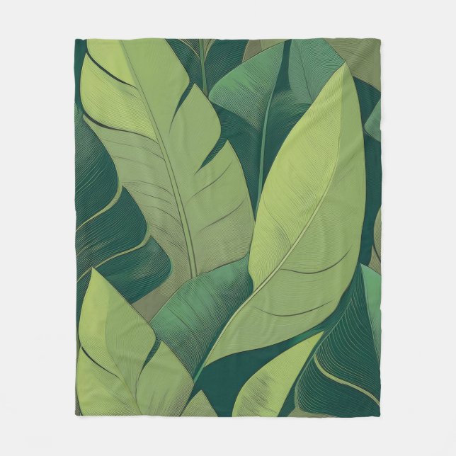Bananarama Hawaiian Banana Leaves Fleece Blanket (Front)