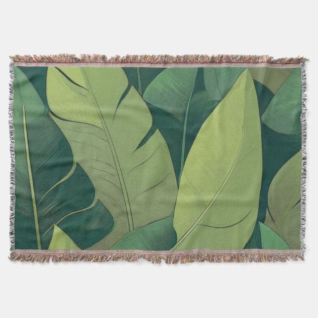 Bananarama Hawaiian Banana Leaves Throw Blanket (Front)