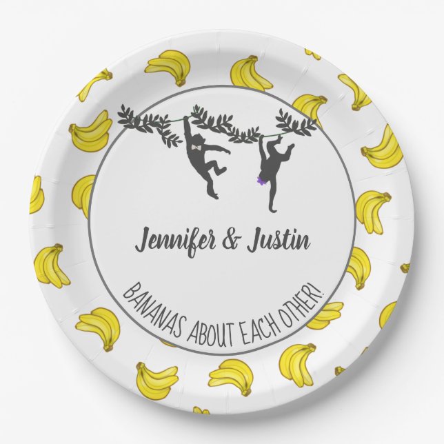 Bananas About You Jack and Jill Wedding Shower Paper Plate (Front)
