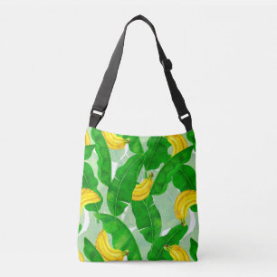 Bananas and leaves watercolor design crossbody bag