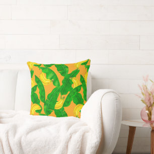 Bananas and leaves watercolor design cushion