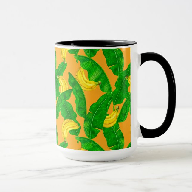 Bananas and leaves watercolor design mug (Right)