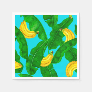 Bananas and leaves watercolor design napkin