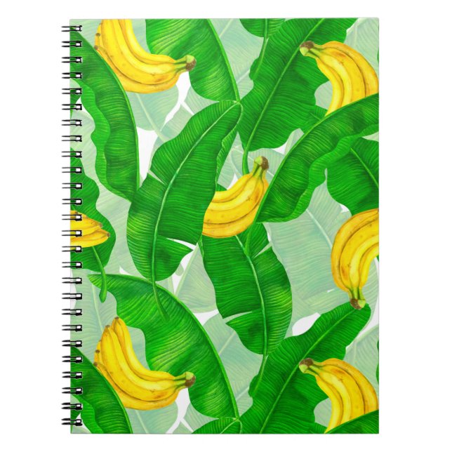 Bananas and leaves watercolor design notebook (Front)