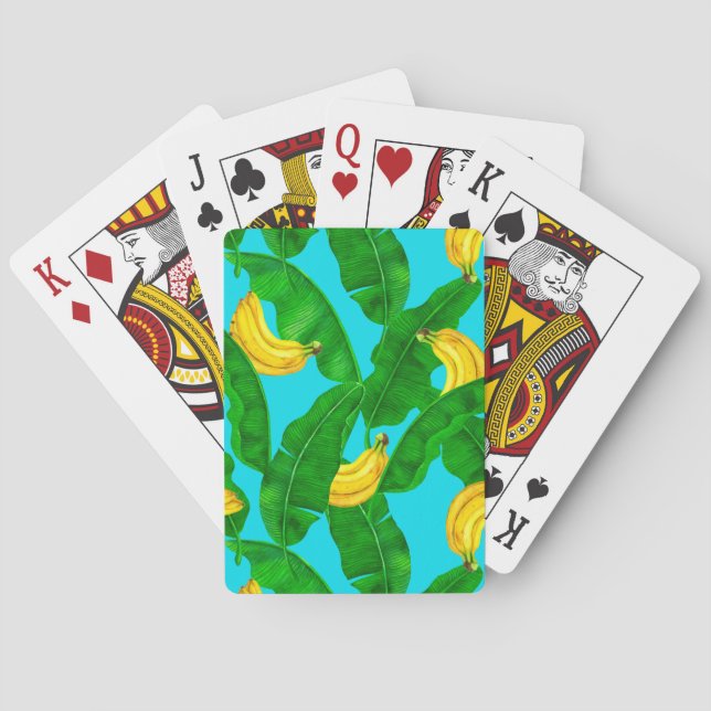 Bananas and leaves watercolor design playing cards (Back)