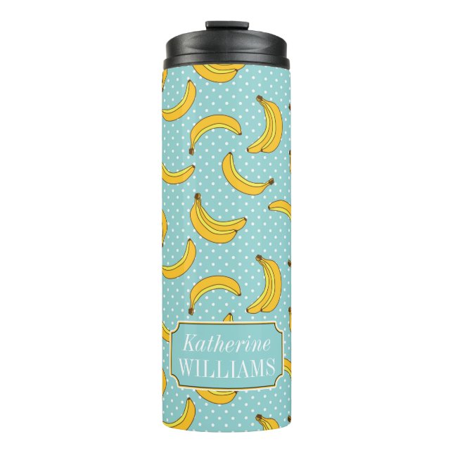 Bananas And Polk Dots | Add Your Name Thermal Tumbler (Front)