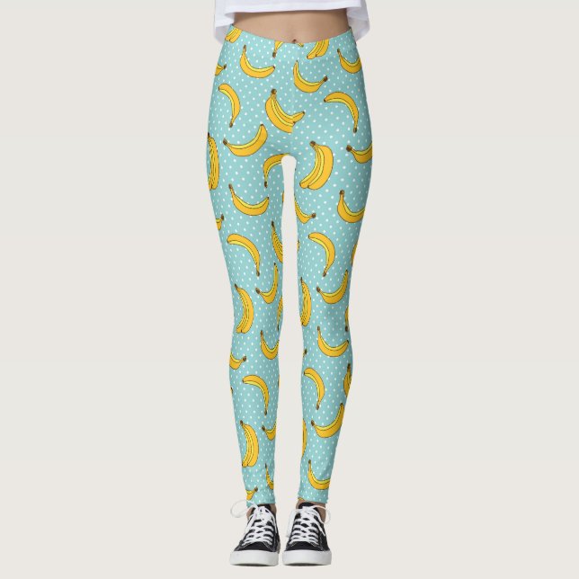 Bananas And Polk Dots Leggings (Front)