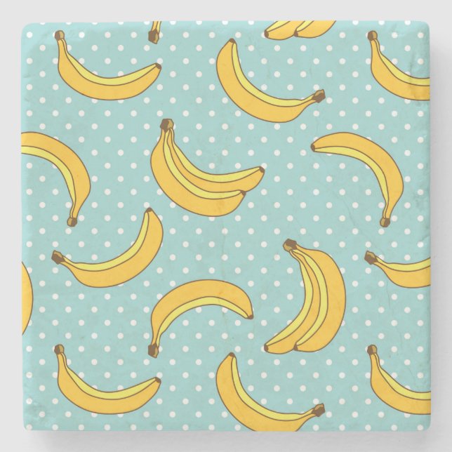Bananas And Polk Dots Stone Coaster (Front)
