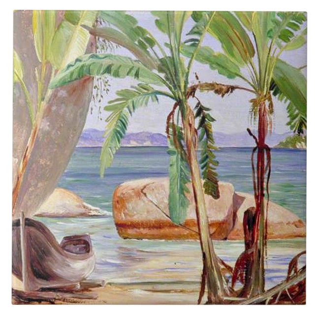 Bananas and Rocks at Paqueta, Brazil, Tile (Front)