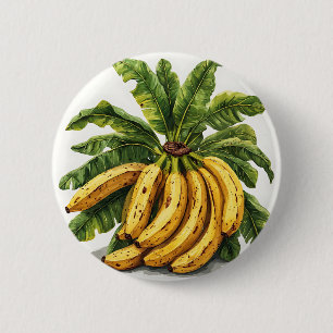 Bananas and Their Green Leaves 6 Cm Round Badge