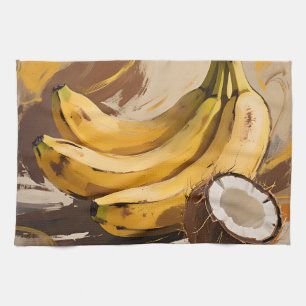 Bananas Coconut Still Life Tea Towel