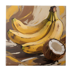 Bananas Coconut Still Life Tile
