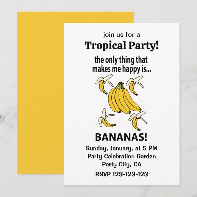 Bananas Fruit Funny Bananas Invitation (Front/Back)