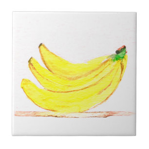 Bananas fruits watercolor Kitchen Rustic Tropical Tile