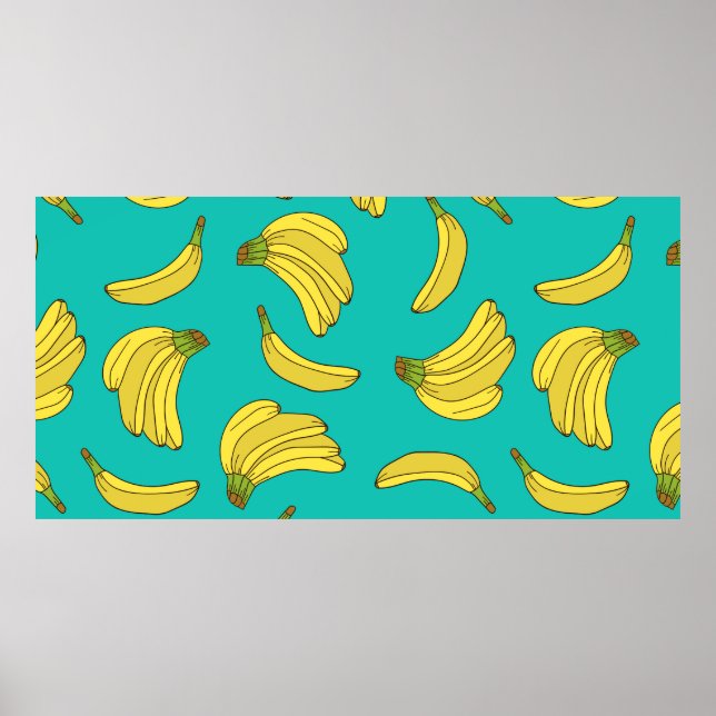 Bananas hand drawn seamless pattern. Sketch illust Poster (Front)