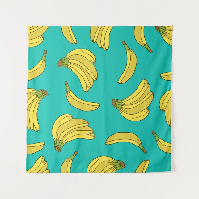 Bananas hand drawn seamless pattern. Sketch illust Tapestry (Front)