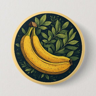 Bananas, Leaves, and a Dark Circle 7.5 Cm Round Badge