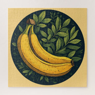Bananas, Leaves, and a Dark Circle Jigsaw Puzzle