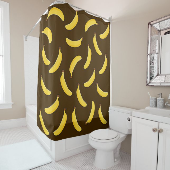 Bananas on Brown Shower Curtain (In Situ)